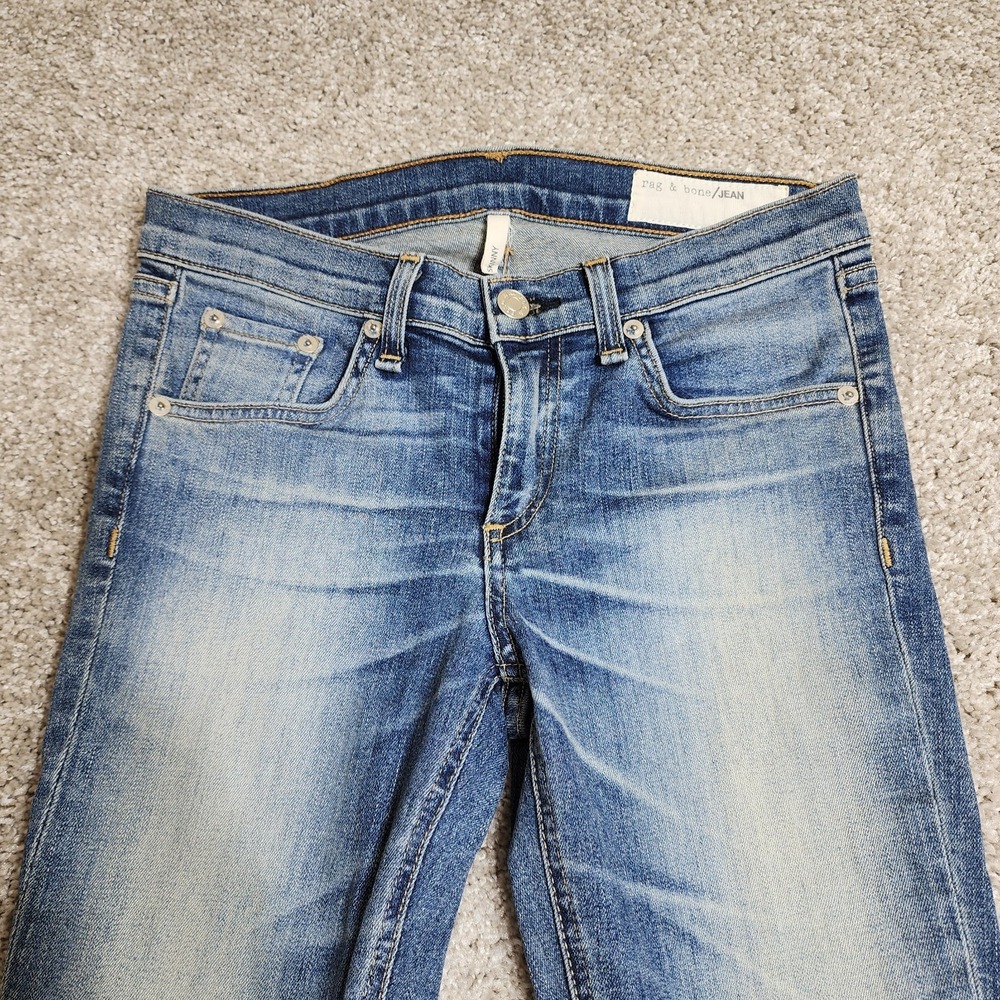 Rag & Bone The Skinny Jeans Surf Wash Low Rise Size 26 (Measures 28)  Y2K - Picture 3 of 12